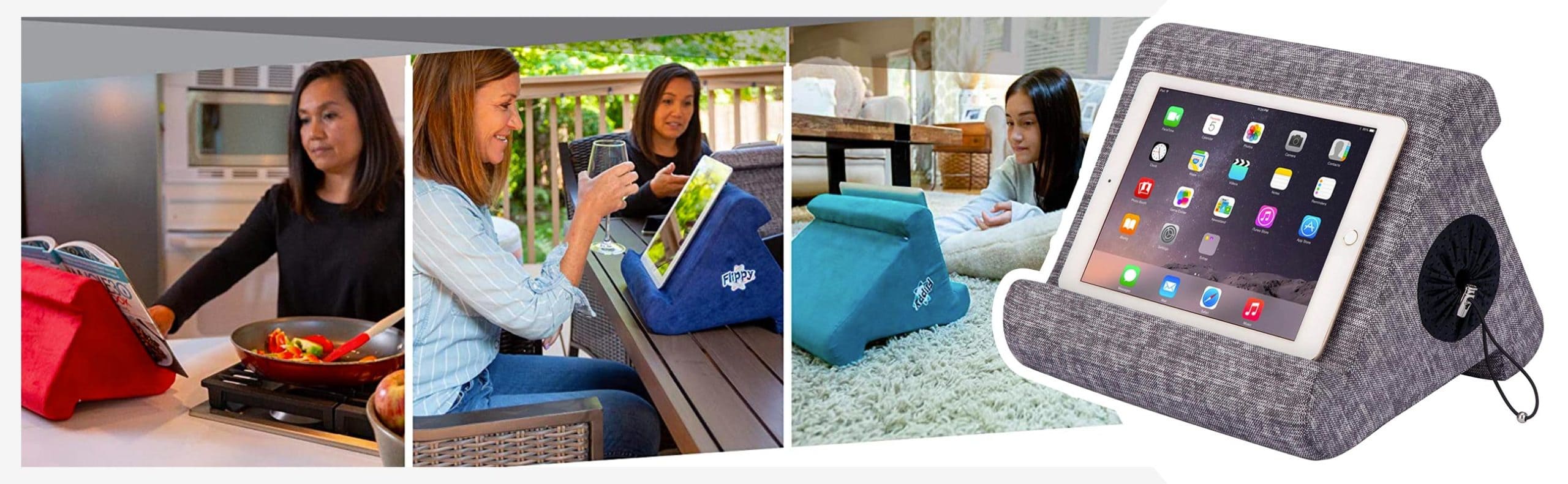 Flippy soft pillow lap stand with storage compartment