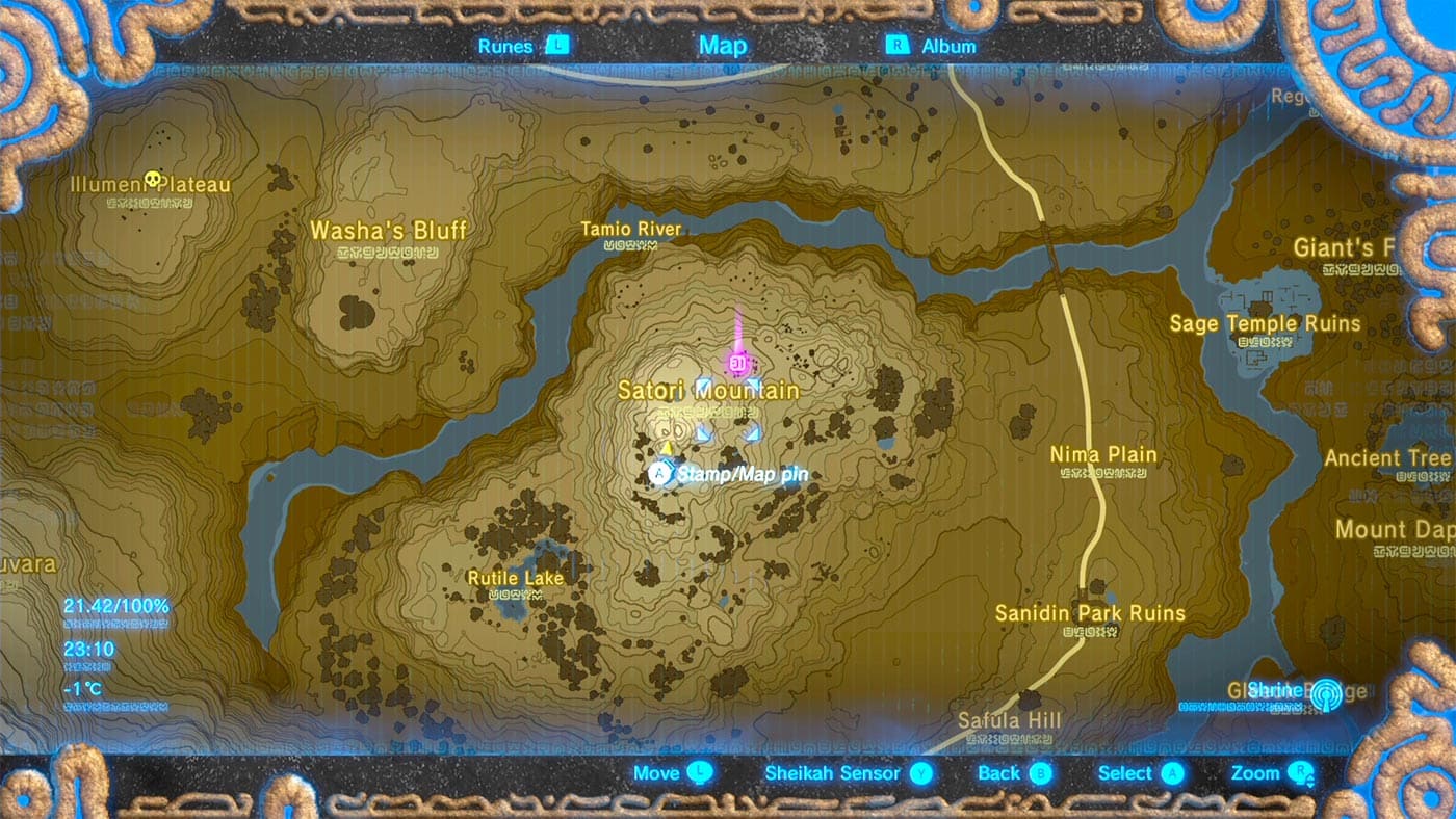 Zelda Satori Mountain BOTW Map
