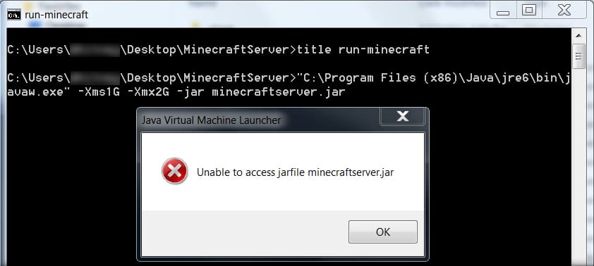 Unable to access jarfile Minecraft server error