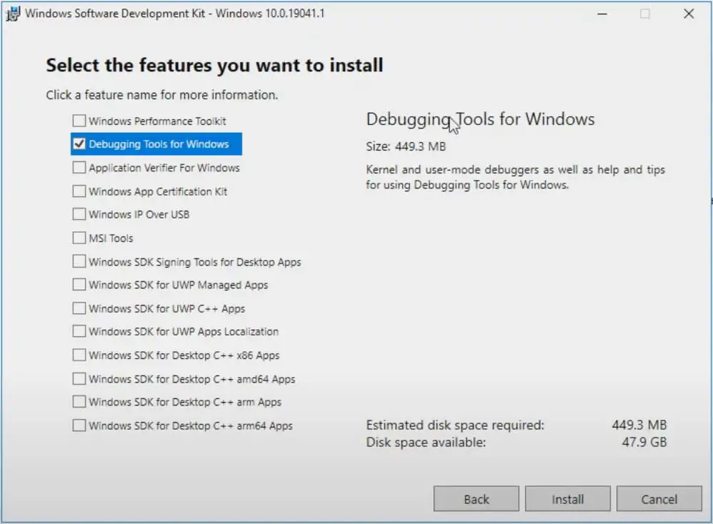 Windows Development Kit Debugging Tools