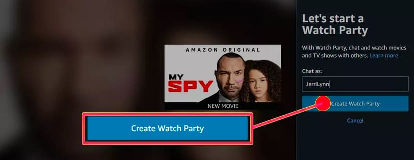 Amazon Prime Video create Watch Party