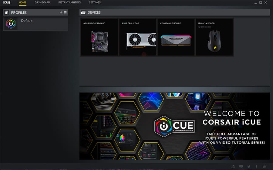 Corsair iCUE management software