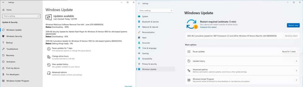 Windows Update 10 vs Windows Update 11