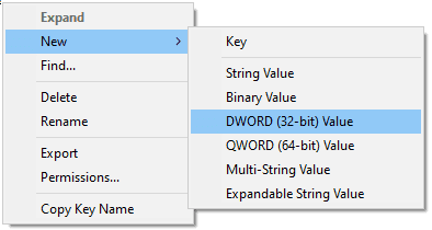 Creating a DWORD (32-bit) registry