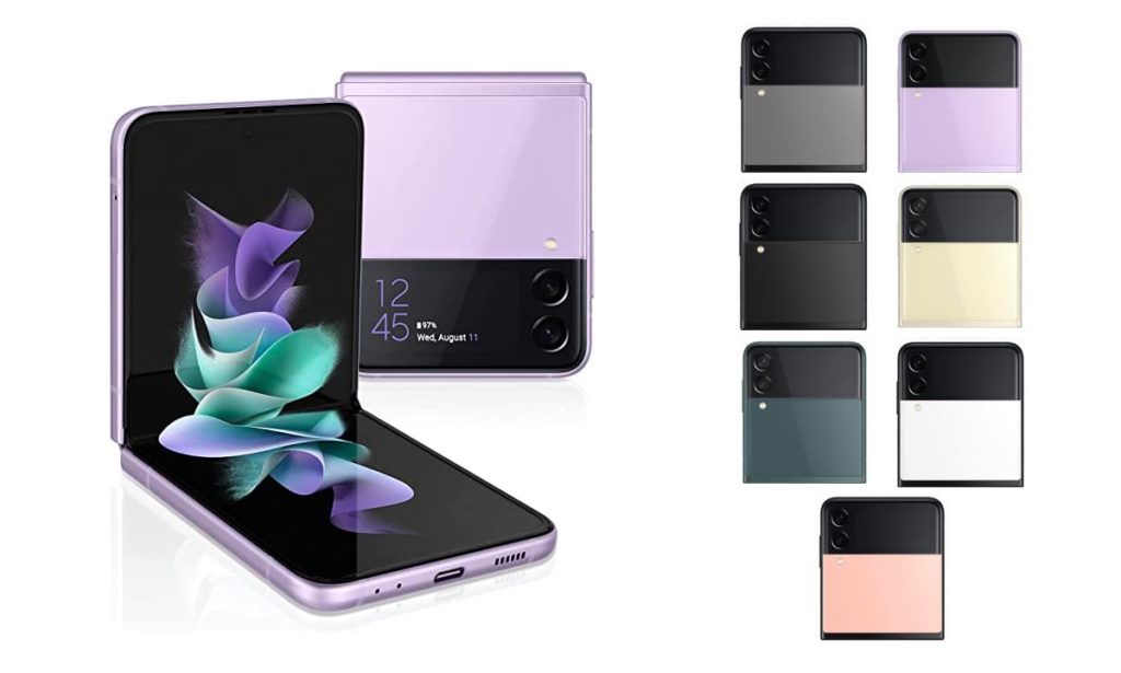 Color variations of the Samsung Galaxy Z Flip 3