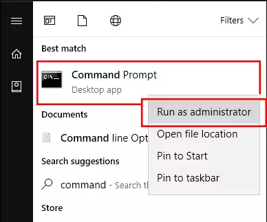 Open command prompt as administrator