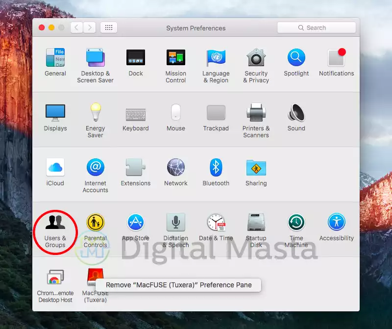 On Mac settings go to the two-person icon.