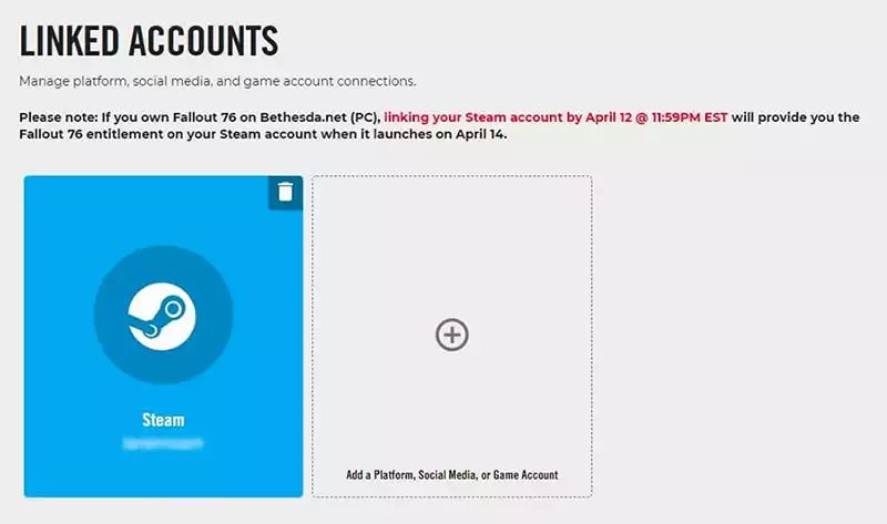 Unlink Steam account from Bethesda.net account
