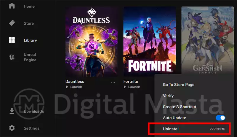 How to uninstall Genshin Impact with Epic Games launcher