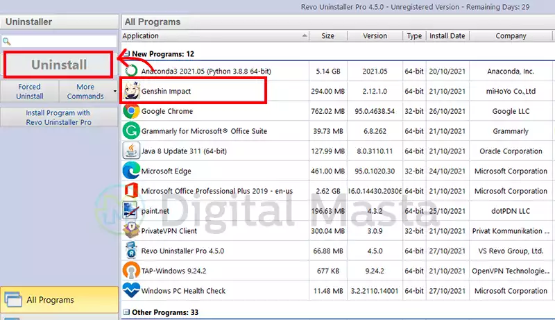 How to uninstall Genshin Impact with Revo Uninstaller