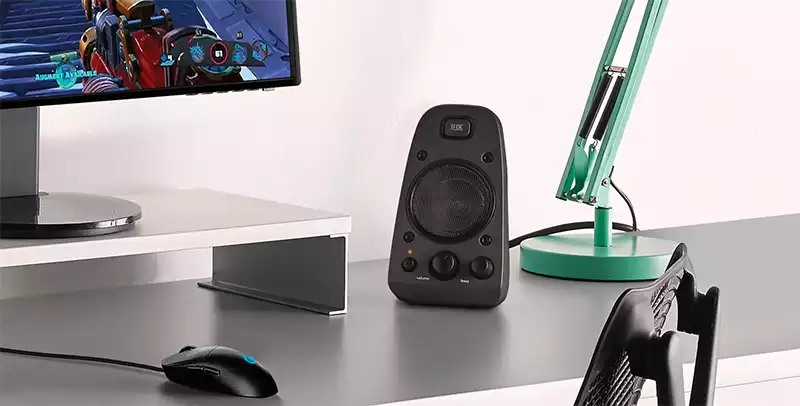 Logitech Z623 on a desk