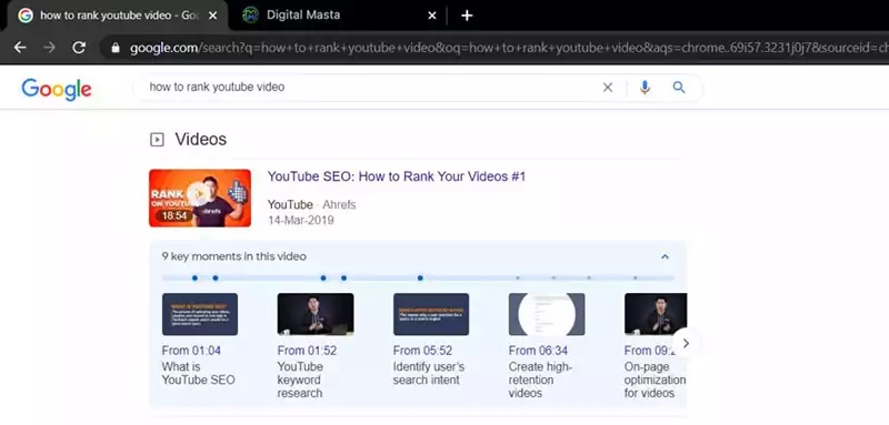 Youtube video chapters in Google Snippets