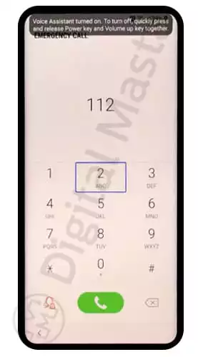 Samsung Galaxy S8 dial and call the number 112