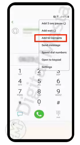 Galaxy S8 Tap the Add to Contacts button