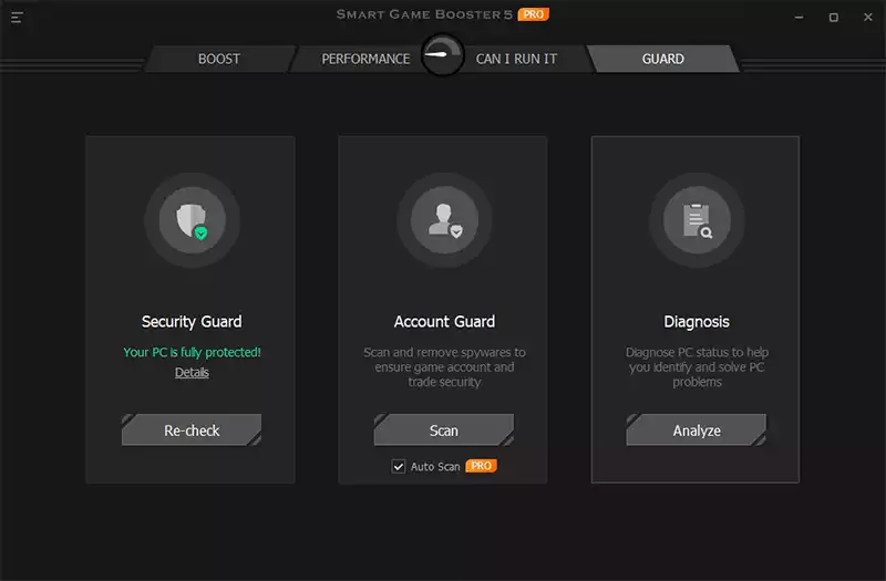 Smart Game Booster app guard mode.