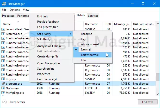 Set priority in Windows for added RAM memory resources