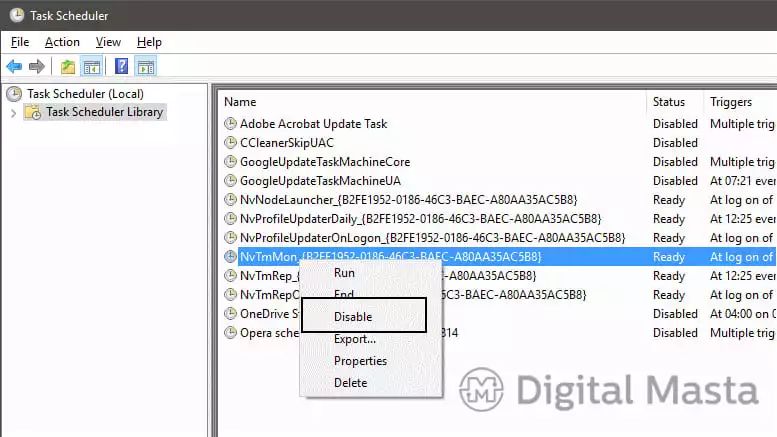 Disable Nvidia telemetry task