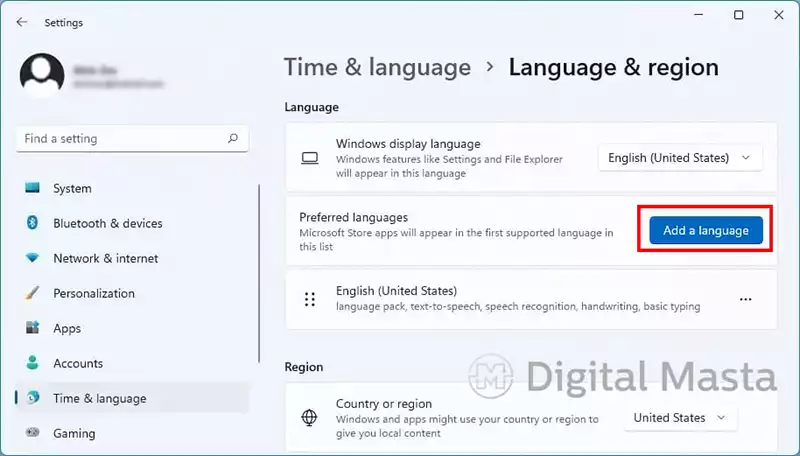 How to change the language in Windows 11