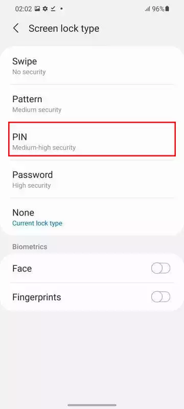 Samsung Galaxy change Pin