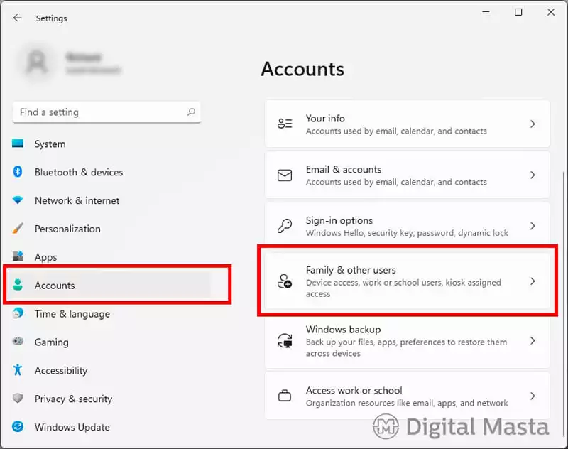 How to create a child account in Windows 11
