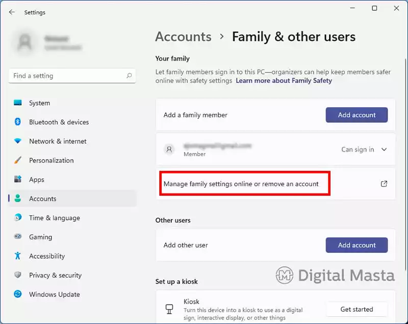 Manage your parental control options in Windows 11