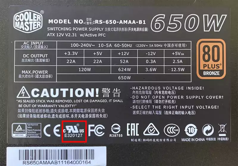 Locating the WRL label on my power supply