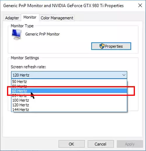 Change refresh rate of the monitor