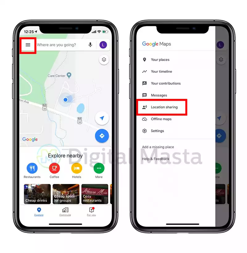 Sharing location using Google Maps