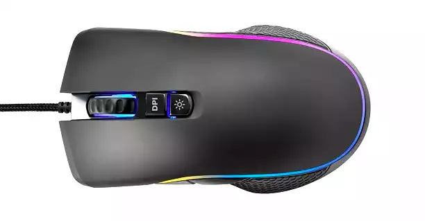 The Walmart Onn Gaming mouse with RGB lights and DPI switch button.