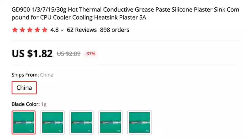 Cheap thermal paste on AliExpress