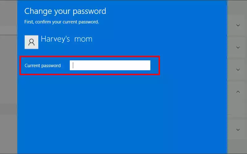 Insert your current password