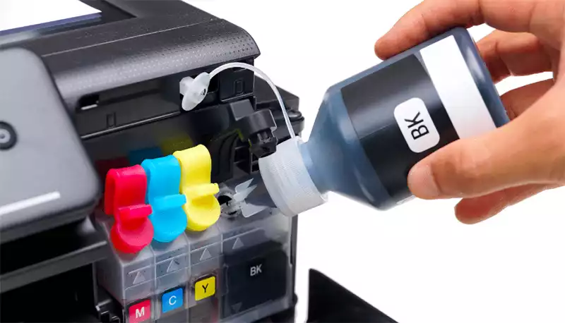What printer requires the less ink