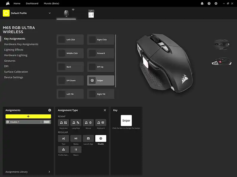 Corsair M65 RGB Ultra Wireless software